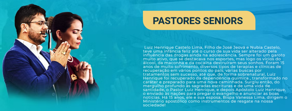 Recorte retirado do site de apresentação da Igreja na qual a liderança religiosa é apresentada, marido e sua esposa.