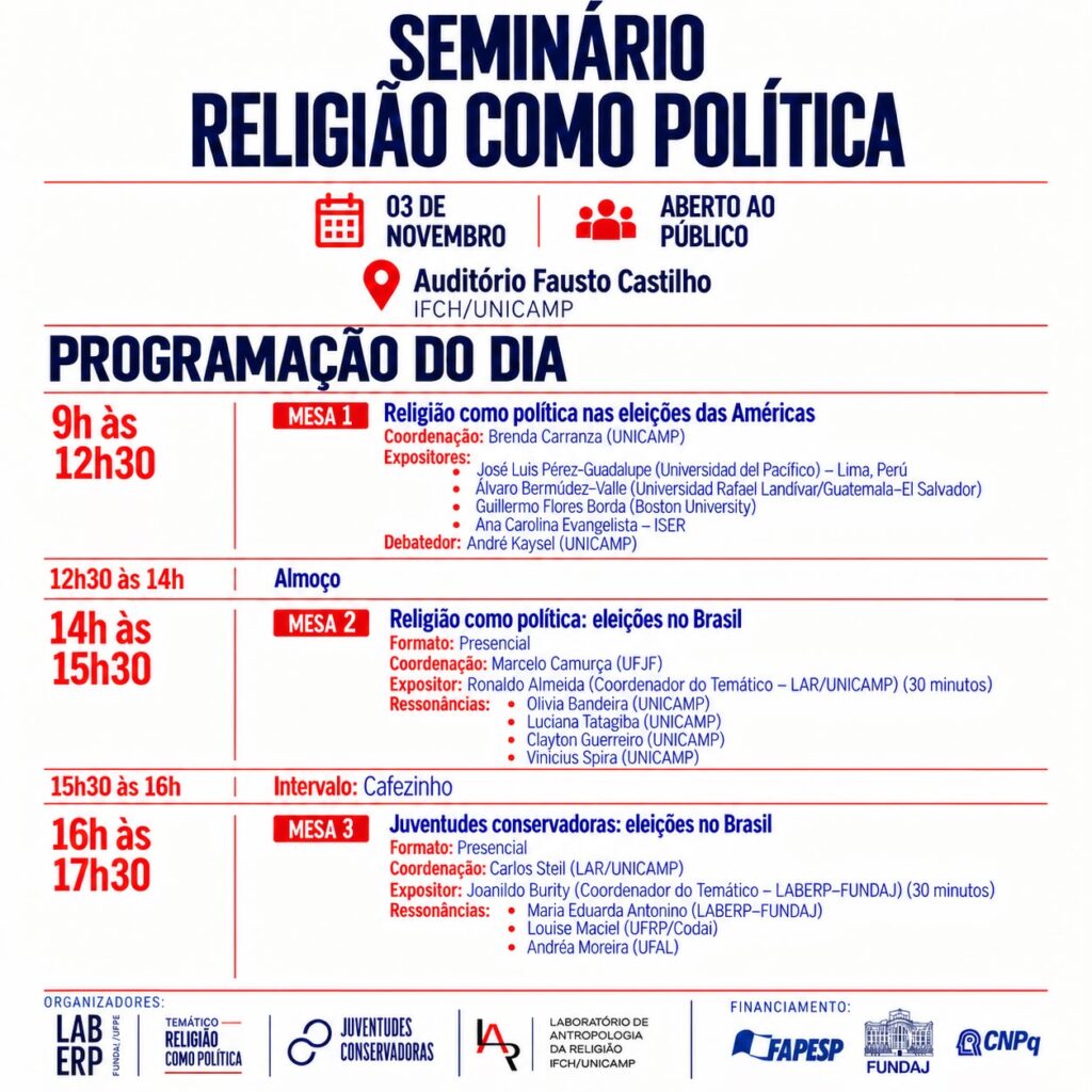 3-4 de novembro, Seminário Religião como Política